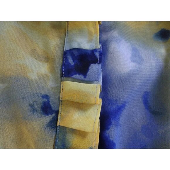 Evan Picone Shirt Tank Set Womens Sz12 Blouse Blue Yellow Button watercolor 2-pc - Picture 5 of 10